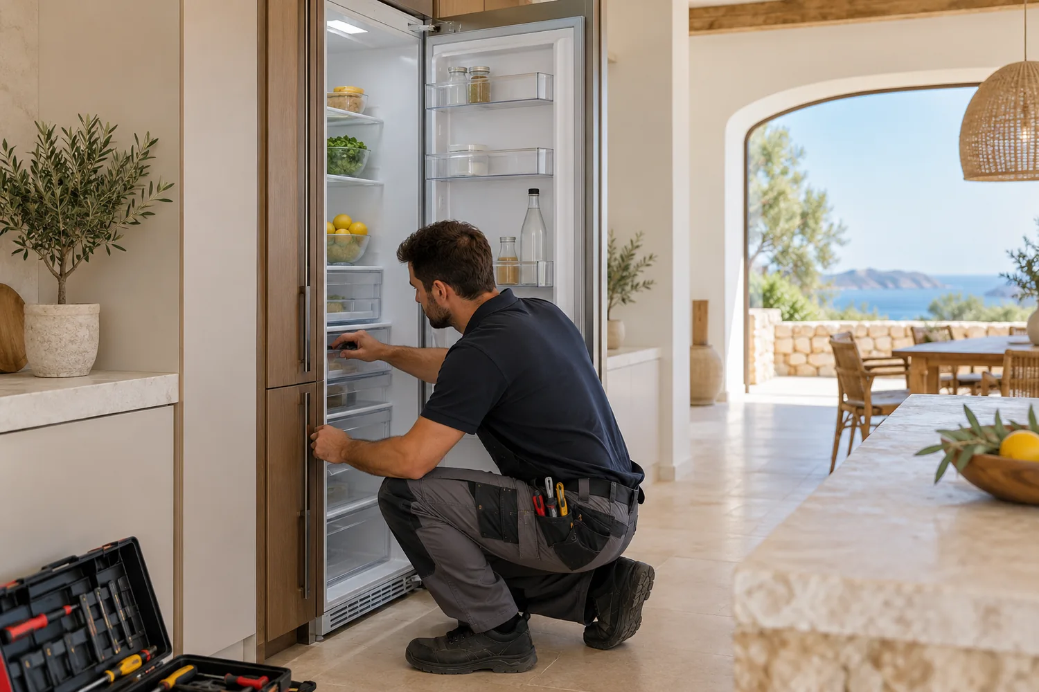 Frigorífico en una cocina luminosa